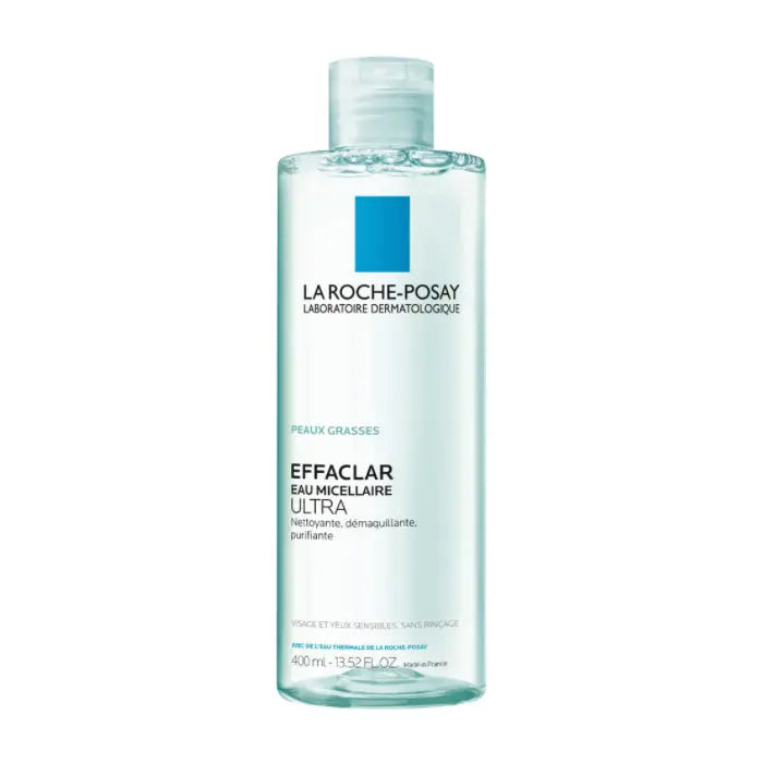 La Roche Posay Effaclar Micellar Water Ultra 400ml bottle, gentle skincare product for cleansing and removing makeup.