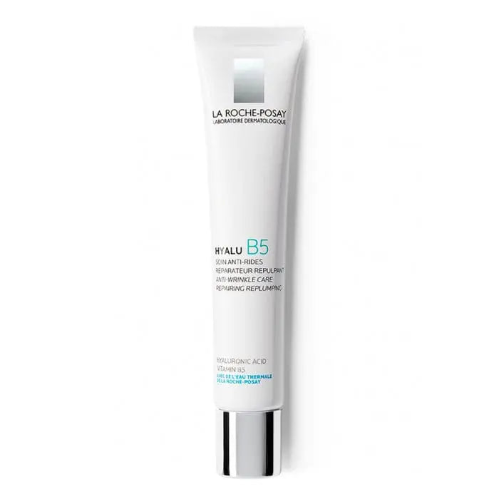 La Roche Posay Hyalu B5 Care 40ml skincare product in a white bottle with blue accents, placed on a neutral background.