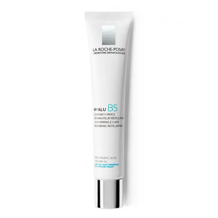 La Roche Posay Hyalu B5 Care 40ml skincare tube with blue and white packaging, featuring a pump dispenser and product label.