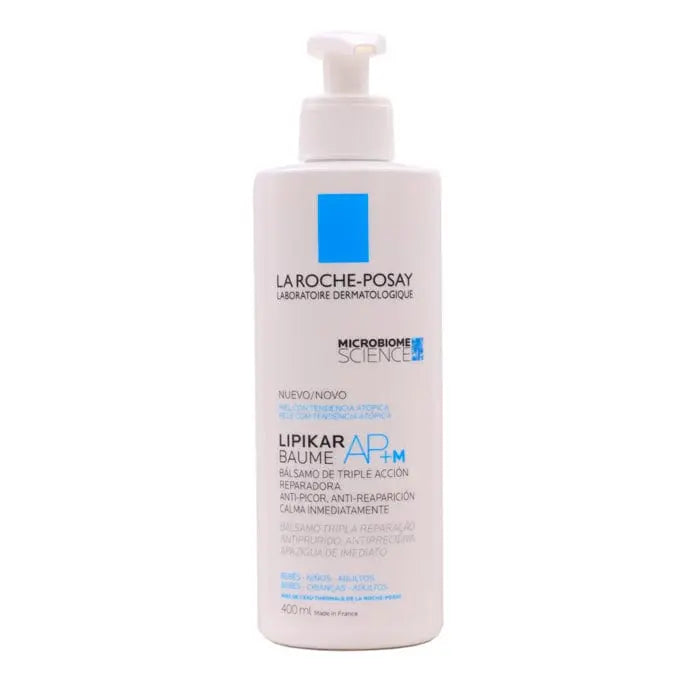 Jag Couture London New York La Roche-Posay Lipikar Baume AP+ 400ml moisturizing balm in a white jar with a blue cap.