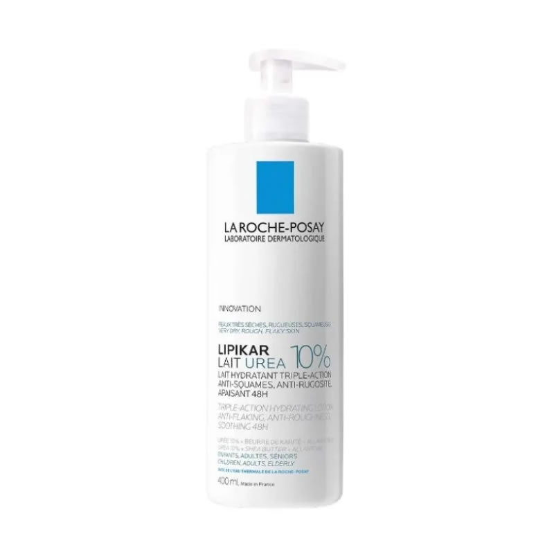 Jag Couture London New York La Roche Posay Lipikar Milk Urea 10% 400ml bottle on a plain background