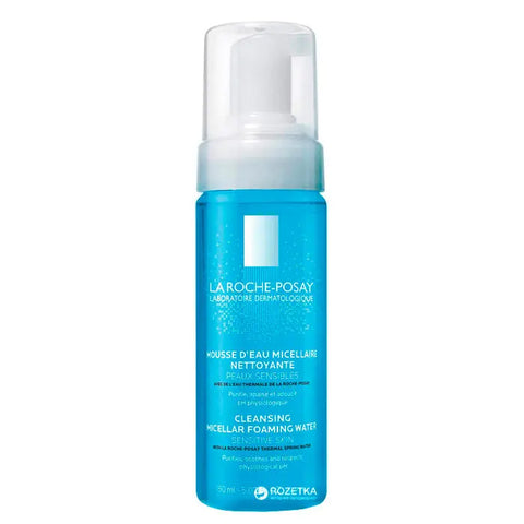 La Roche Posay Micelar Foaming Water 150ml bottle with clear liquid and pump dispenser, displayed on a white background.