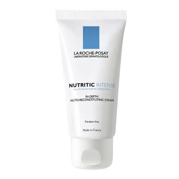 La Roche Posay Nutritic Intense 50ml moisturizer in a white jar, displayed on a clean surface with a blurred background.