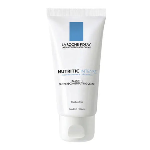 La Roche-Posay Nutritic Intense 50ml moisturizer in a white jar, displayed on a neutral background.
