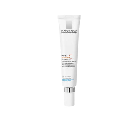 La Roche Posay Pure Vitamin C UV SPF 25 40ml skincare tube, with bright packaging and product details visible.