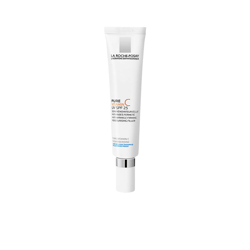 Jag Couture London New York La Roche Posay Pure Vitamin C UV SPF25 40ml skincare product in a white tube with orange accents.