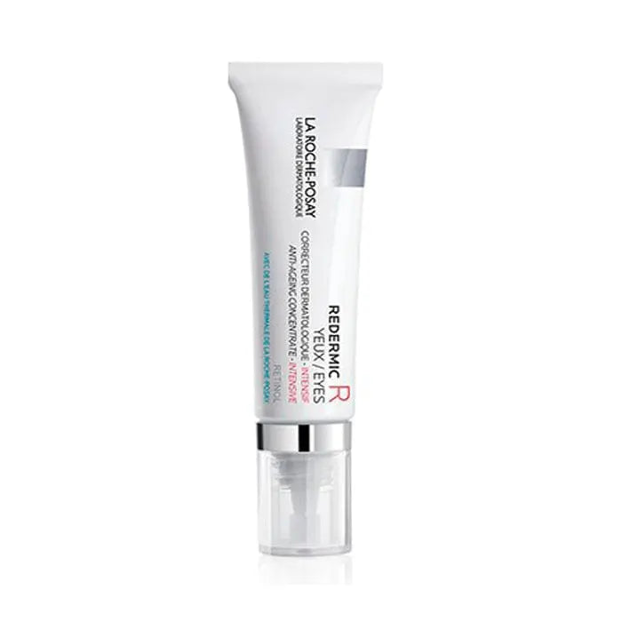La Roche Posay Redermic R Eyes 15ml skincare product in a small jar, designed for eye area anti-aging and redness reduction.