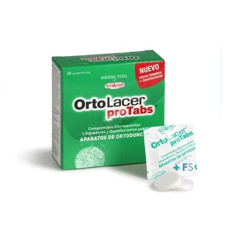 Lacer Ortolacer Protabs 20 tablets by Jag Couture London - New York shown in a blister pack on a white background.