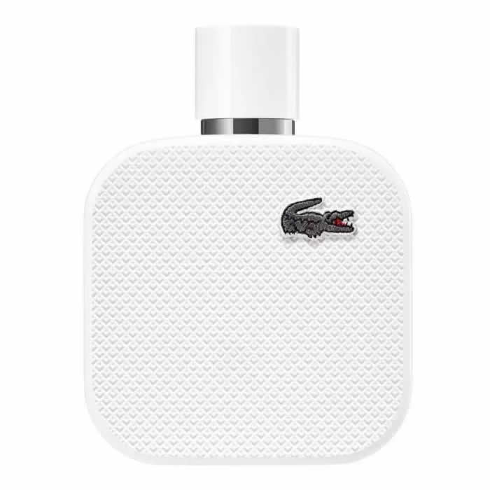 Lacoste L.12.12 Blanc men’s Eau De Perfume spray, 50ml, displayed in a sleek bottle with a white cap.