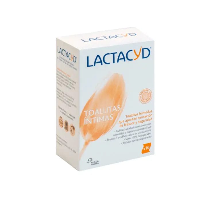 Jag Couture London New York Lactacyd Intimate Wipes, pack of 10, soft, hygienic wipes for personal care and freshness.