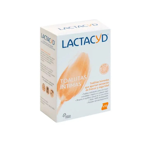 Jag Couture London New York Lactacyd Intimate Wipes, pack of 10, soft, hygienic wipes for personal care and freshness.