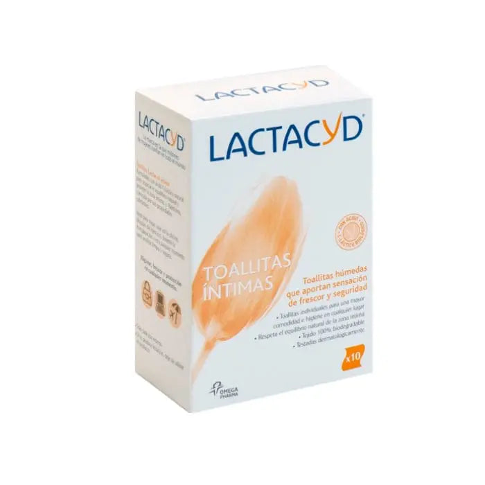 Lactacyd Intimate Wipes in a pack of 10 units, featuring the Jag Couture London - New York brand logo and packaging.