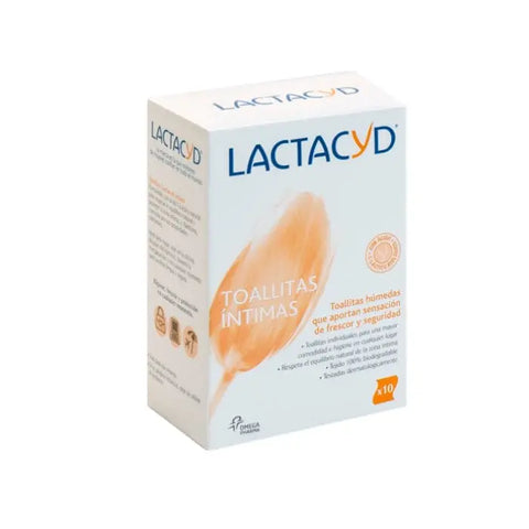 Lactacyd Intimate Wipes in a pack of 10 units, featuring the Jag Couture London - New York brand logo and packaging.