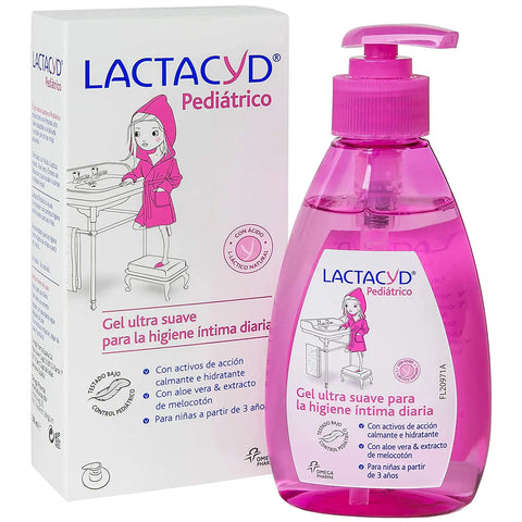 Lactacyd Pediatric Ultra Soft Gel 200ml in a bottle, gentle cleansing product for children, with branding from Jag Couture London New York