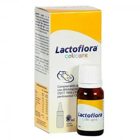 Lactoflora Colicare 8ml probiotic supplement bottle from Jag Couture London New York, featuring a white and blue label.