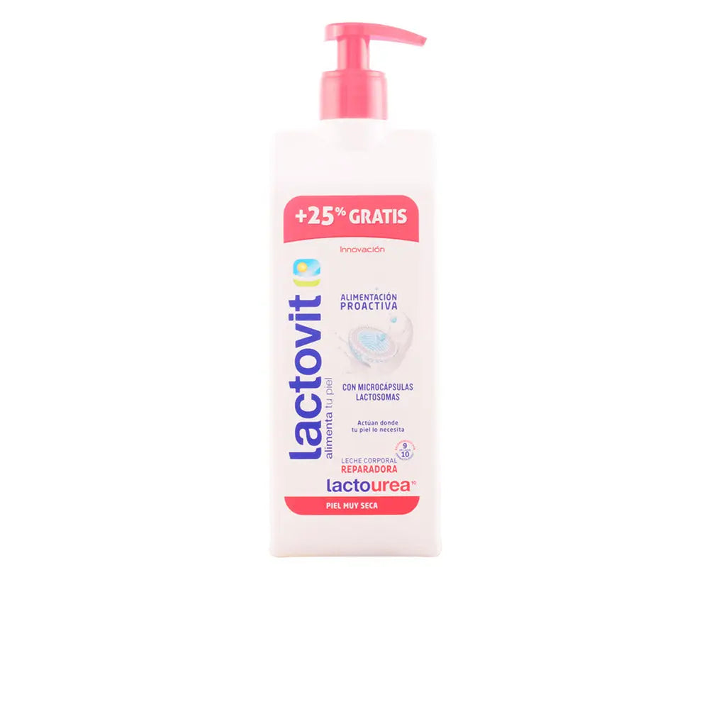 Lactovit Lactourea Body Milk Repair 400ml, a nourishing skincare product with a pump bottle, displayed with a clean white background.