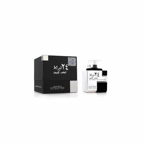 Jag Couture London 24 Carat White Gold EDP spray 100ml, luxurious perfume bottle with intricate gold design.