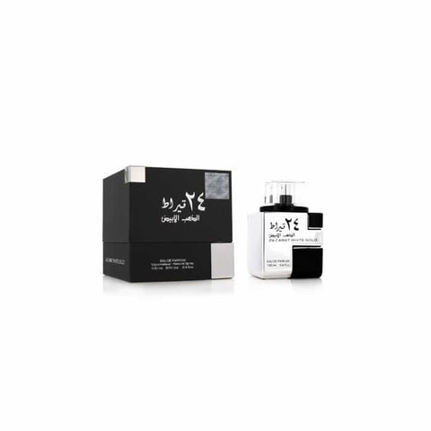Jag Couture London 24 Carat White Gold EDP spray in 100ml bottle, featuring luxurious white gold fragrance and elegant packaging.