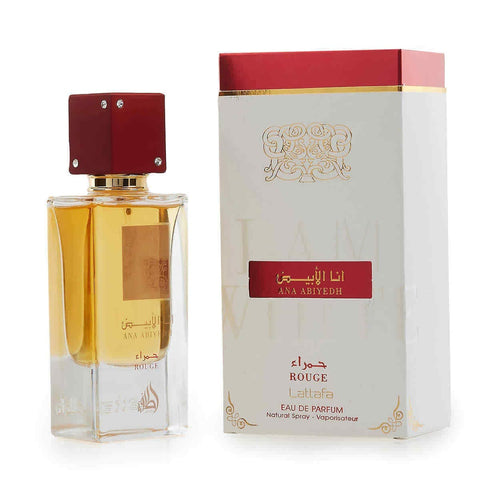 Jag Couture London Ana Abiyedh Rouge EDP spray 60ml bottle, elegant perfume with floral and woody notes.