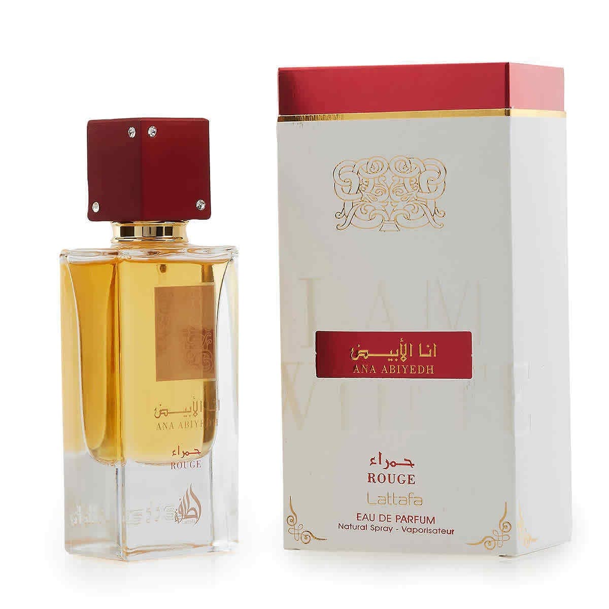 Jag Couture London Ana Abiyedh Rouge EDP spray 60ml bottle, floral and oriental fragrance with elegant packaging.
