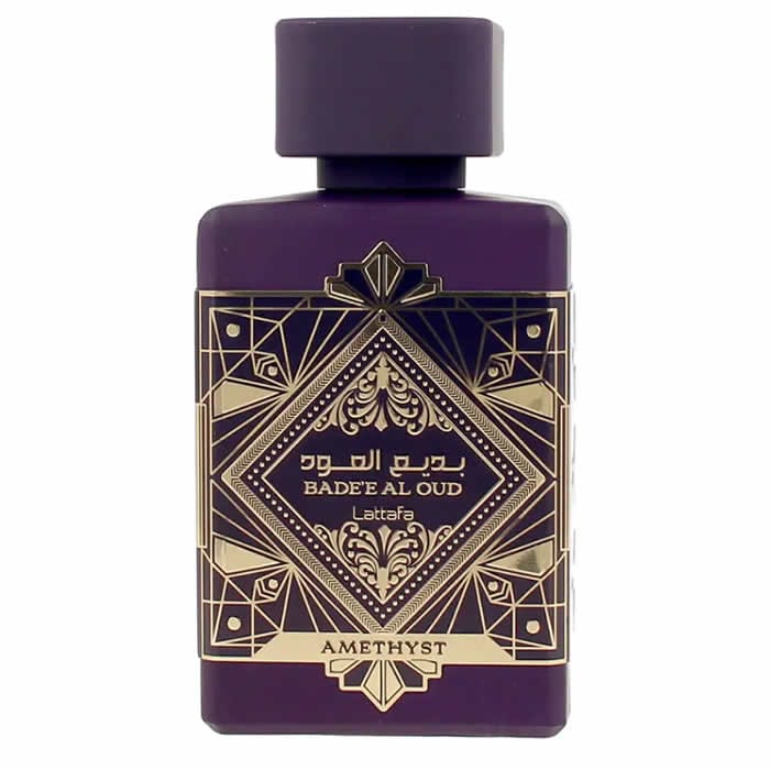 Jag Couture London BADEE AL OUD AMETHYST EDP spray, 100ml, featuring luxurious fragrance in elegant packaging.