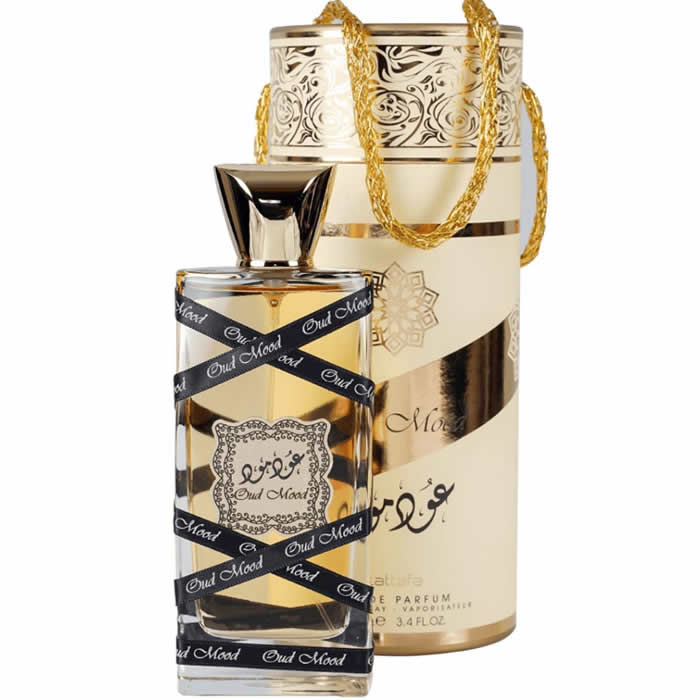 Jag Couture London Oud Mood perfume spray in 100ml bottle, featuring luxurious Oud fragrance with elegant packaging.
