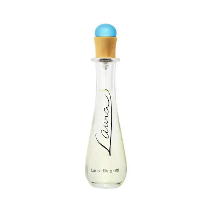 Laura Biagiotti Laura Eau De Toilette spray 50ml, elegant perfume bottle with floral design, showcased by Jag Couture London New York.