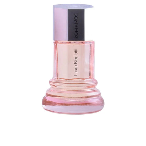 Laura Biagiotti Romamor Eau De Toilette spray 50ml, elegant fragrance bottle with floral and fresh notes.