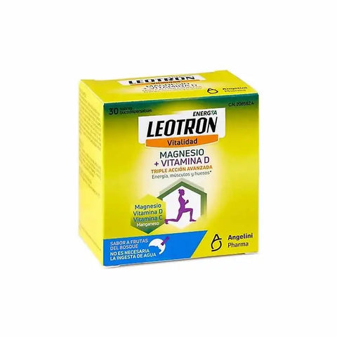 Leotron Magnesium and Vitamin D supplement sticks by Jag Couture London with 30 sticks, showing the product packaging.