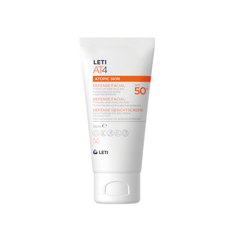 Leti At4 Defense Facial SPF50+ in 50ml jar, a skincare product from Jag Couture London New York featuring protective sun defense.