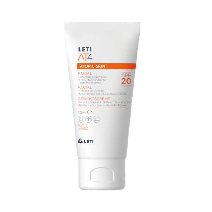 Leti At4 Facial Cream SPF20 by Jag Couture London - New York, 50ml tube with white and gold packaging.