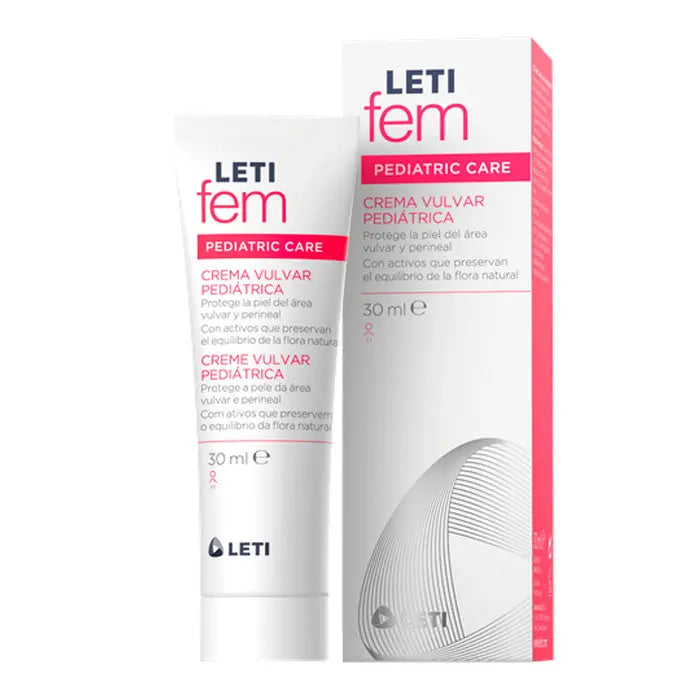 Letifem paediatric vulvar cream in 30ml tube, from Jag Couture London New York, used for gentle skin care in children.