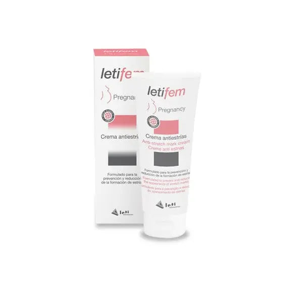 Jag Couture London Letifem Pregnancy Anti-Stretch Mark Cream 200ml jar with cream for pregnancy skin care and stretch mark prevention.
