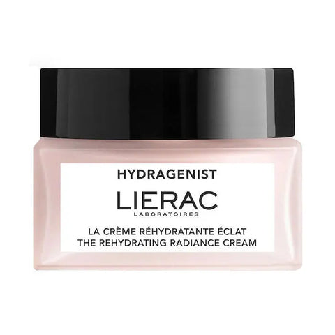 Lierac Hydragenist Illuminating Rehydrating Cream in 50ml jar, hydrating skincare by Jag Couture London New York, with a sleek design.