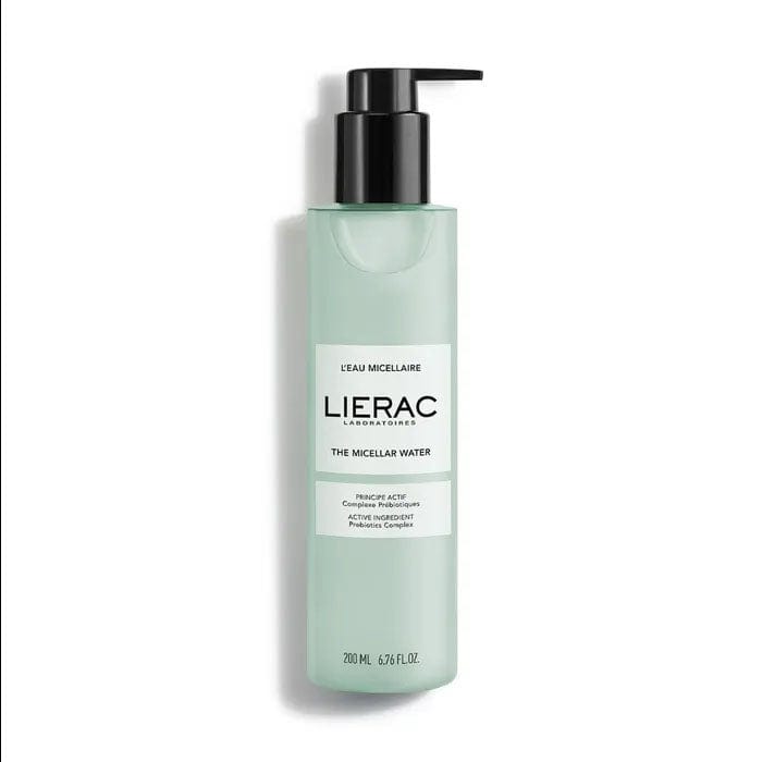 Lierac Micellar Water 200ml bottle, gentle skincare product with clear liquid, designed for cleansing and removing makeup.