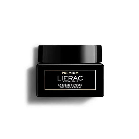 Lierac Premium Silky Anti-Ageing Cream 50ml jar with smooth texture and elegant packaging, designed to reduce signs of aging.