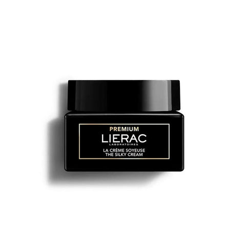 Lierac Premium Silky Anti-Ageing Cream 50ml jar with elegant packaging, designed to reduce signs of aging and improve skin texture.