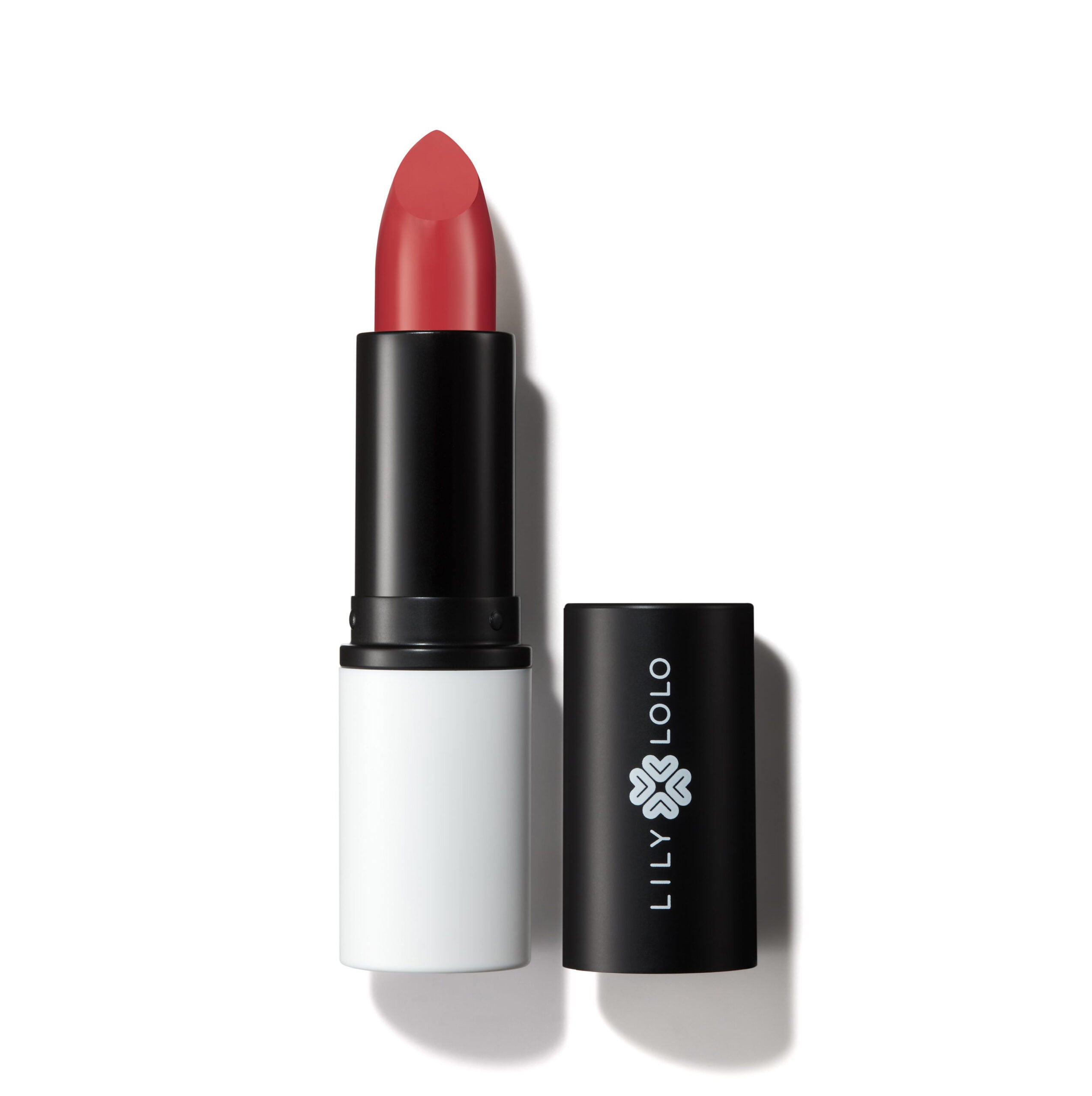 Lily Lolo Coral Crush lipstick by Jag Couture London-New York, featuring a vibrant coral shade in a sleek lipstick tube.