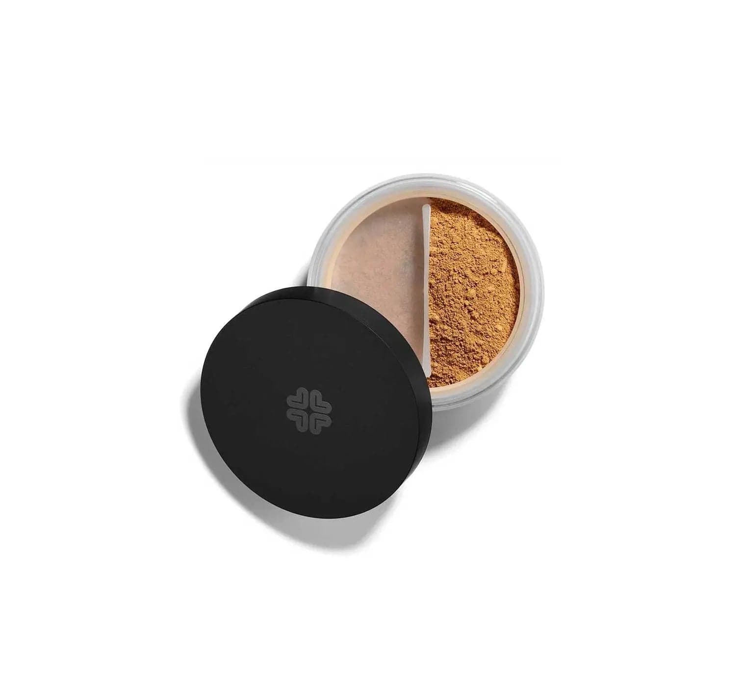 Lily Lolo Mineral Makeup Base in Cinnamon by Jag Couture London New York, showing the smooth, natural mineral foundation in a compact.