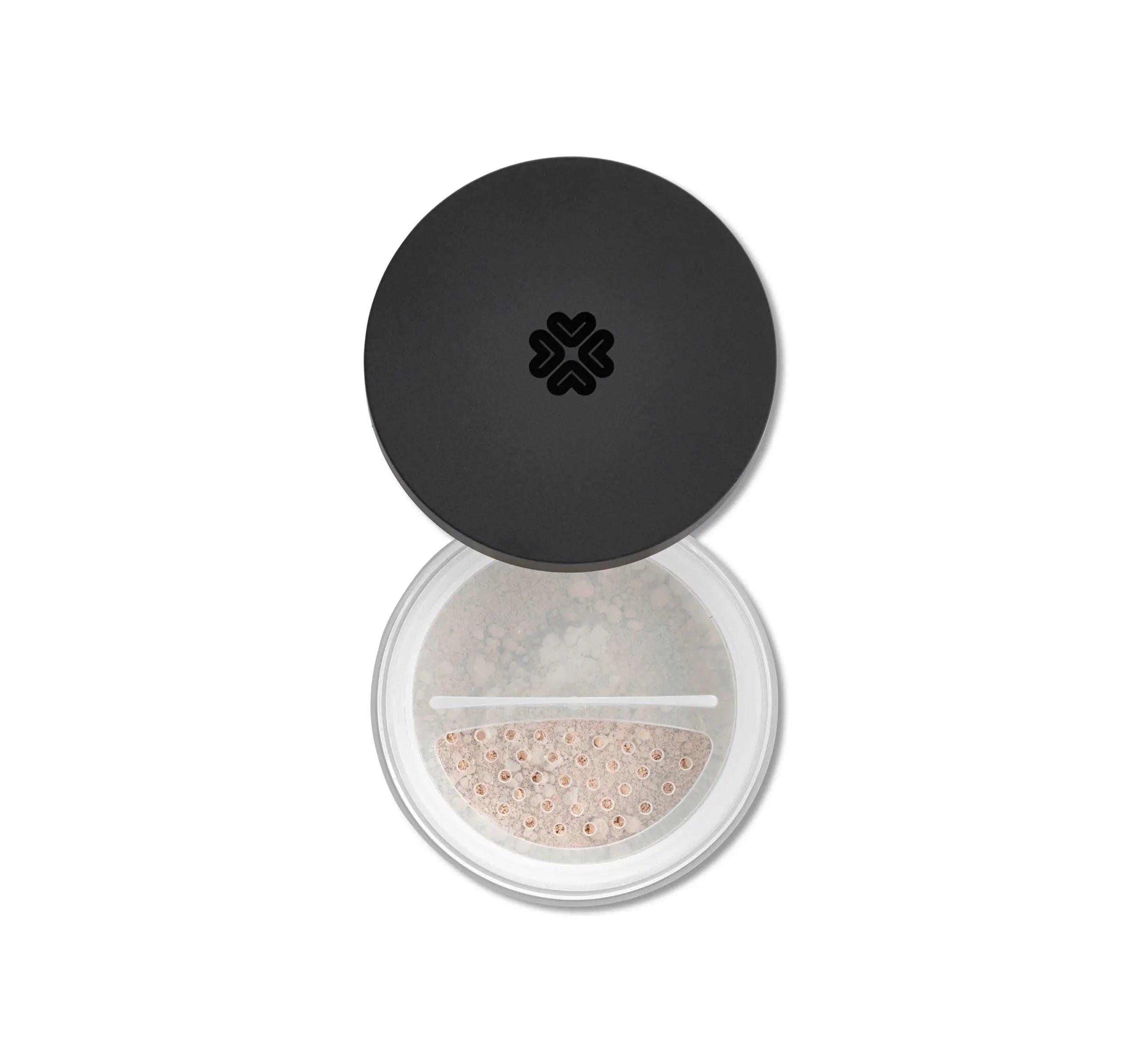 Lily Lolo Mineral Foundation Base Maquillaje in Truffle by Jag Couture London New York, close-up of the compact with product name visible.