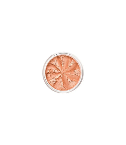 Lily Lolo Mineral Blush in Juicy Peach with warm coral shade, natural finish, displayed in a compact from Jag Couture London New York.