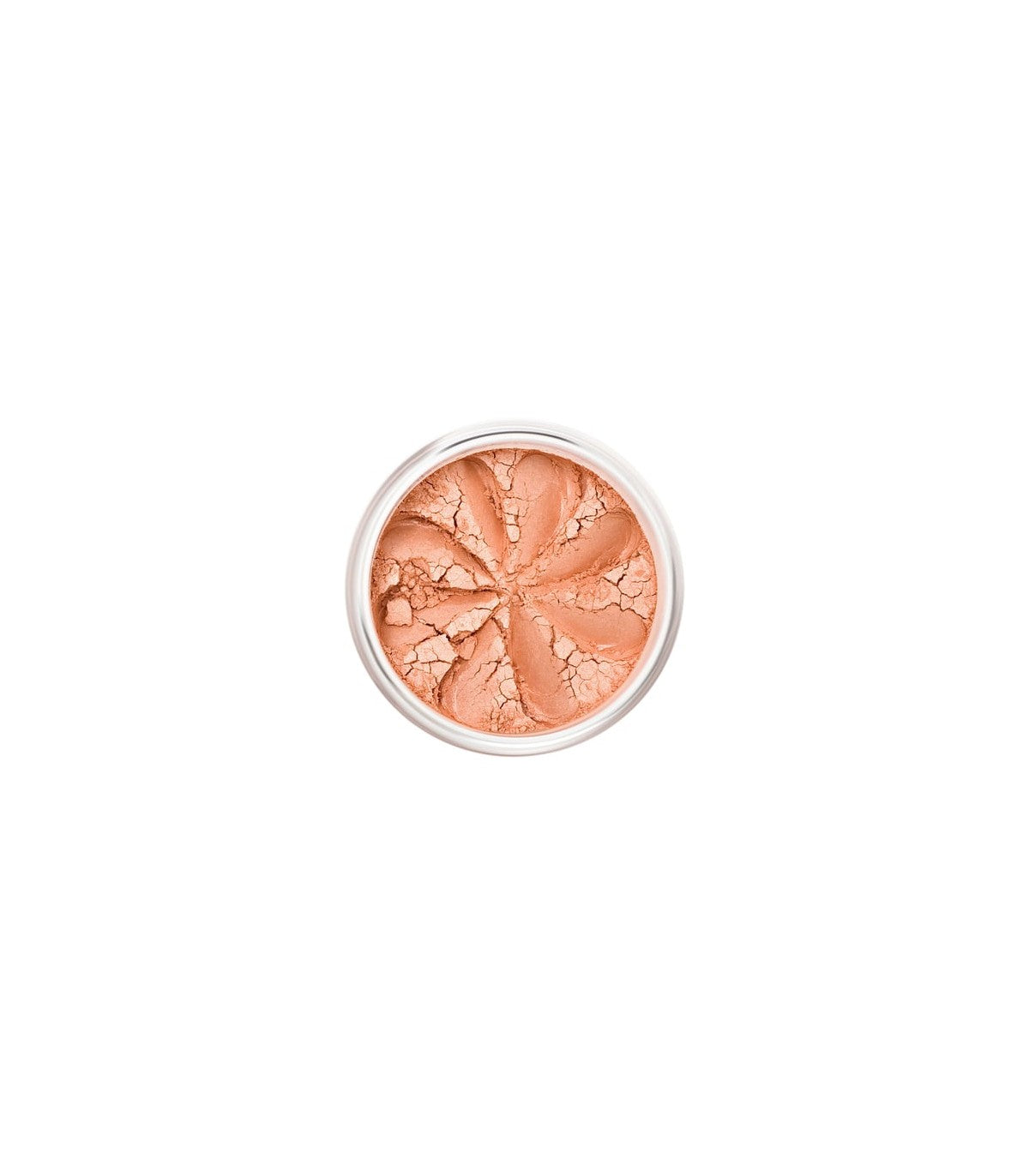 Lily Lolo Mineral Blush in Juicy Peach, a soft peach-colored powder blush, displayed on a clean white background.