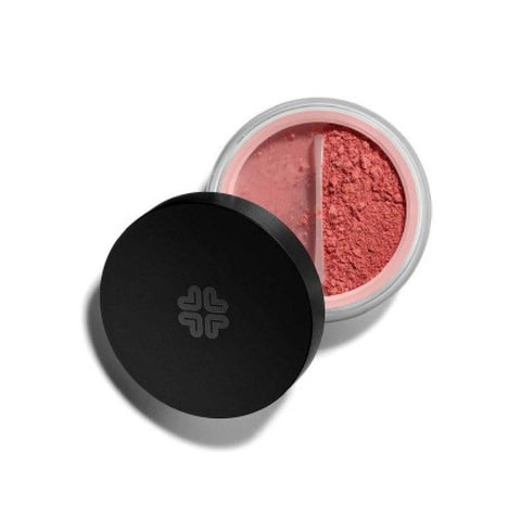 Lily Lolo mineral blush in Oh La La with warm coral shade, displayed in a compact with a gold-tone case.