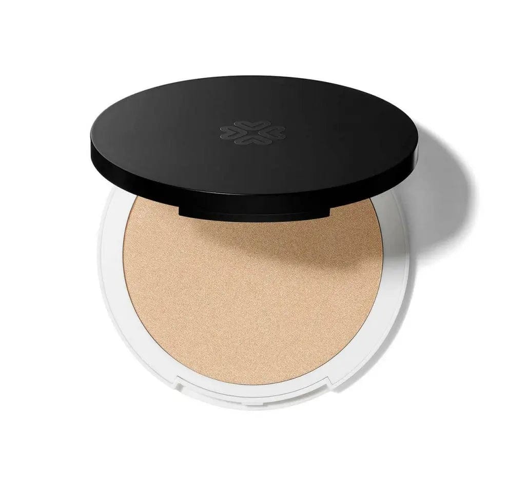 Lily Lolo Mineral Illuminator in Champagne by Jag Couture London New York, showcasing the shimmering powder compact.