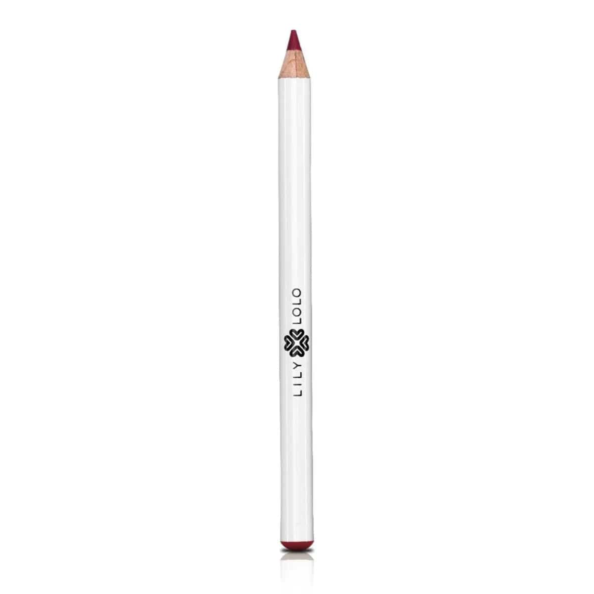 Lily Lolo Ruby Red lip liner from Jag Couture London - New York, showing a close-up of the deep red pencil with sharpened tip.