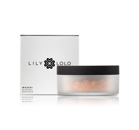 Lily Lolo Mineral Bronzer in Waikiki, natural makeup powder in a compact, displayed with a soft focus background.