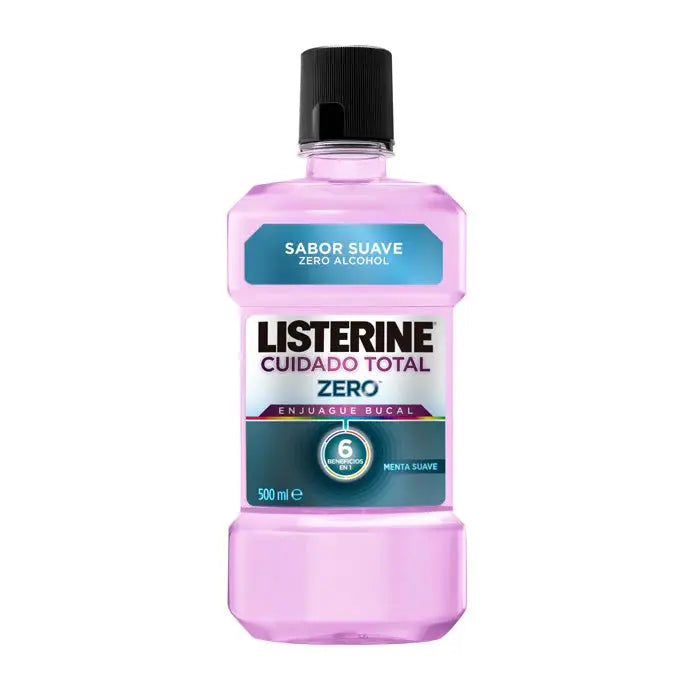 Listerine Total Care Zero Alcohol Mouthwash in a 500ml bottle, featuring brand labeling from Jag Couture London New York.