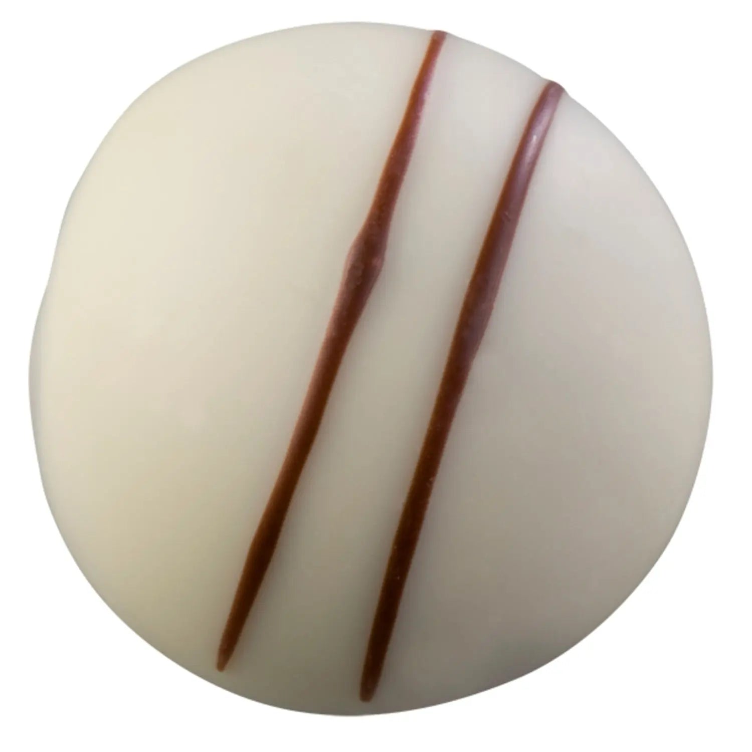 Jag Couture London Liv white chocolate with Marc de Champagne flavoured dark ganache, 14.4g, shown in close-up view.