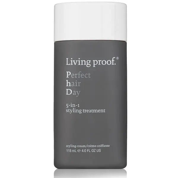 Living Proof Perfect Hair Day 5-in-1 Styling Treatment bottle, 118ml, with sleek packaging, by Jag Couture London - New York.