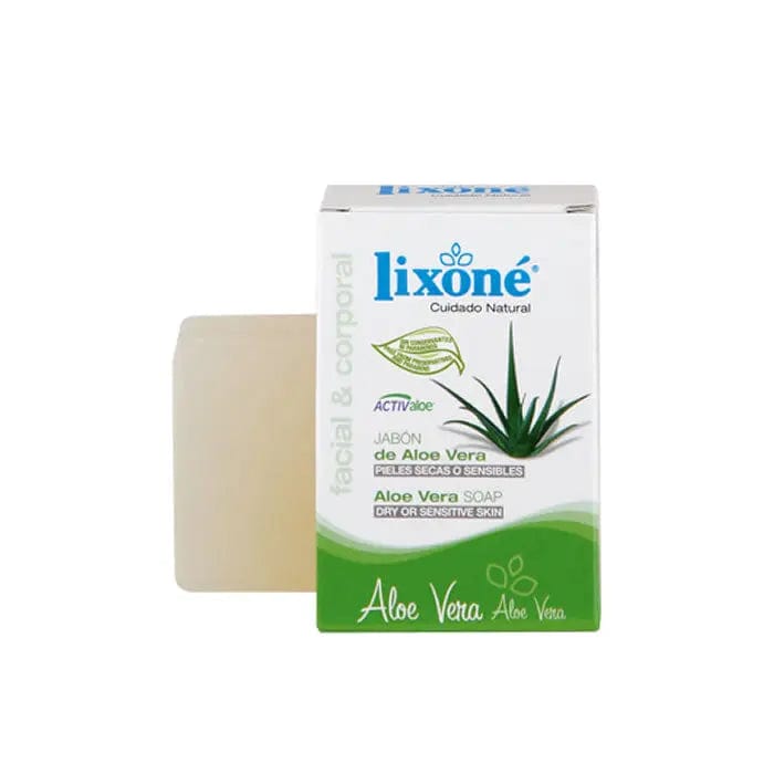Lixoné Aloe Vera Soap by Jag Couture London for dry or sensitive skin, 125g, with aloe vera and gentle cleansing ingredients.
